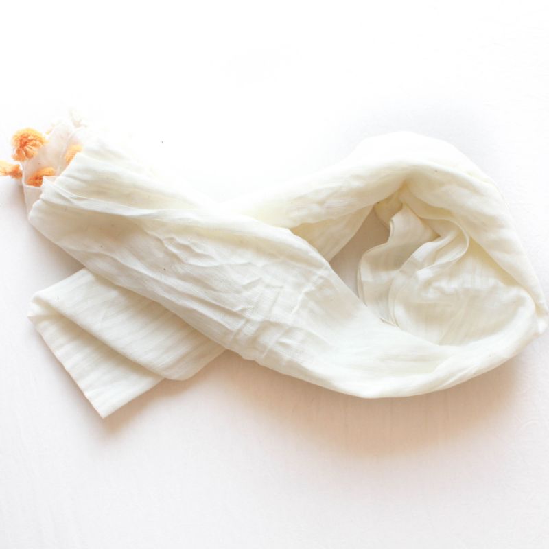 Premium White Khadi Stole – 100% Handwoven Cotton Dupatta for Women
