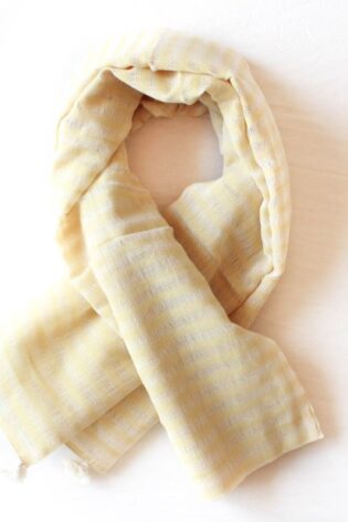 Premium Yellow Khadi Stole – 100% Handwoven Cotton Dupatta for Women