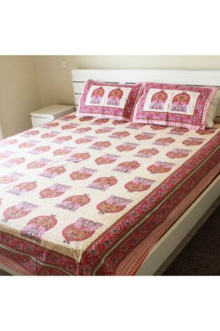 bird-prin- bed-sheet-with-pillow-cover-in-red-border