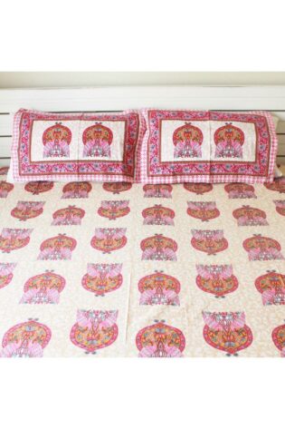 bird-prin- bed-sheet-with-pillow-cover-in-red-border