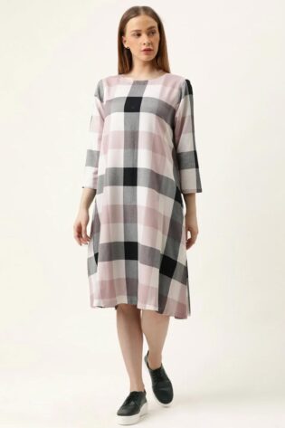 A-Line Comfort Fit Soft Plaid Dress