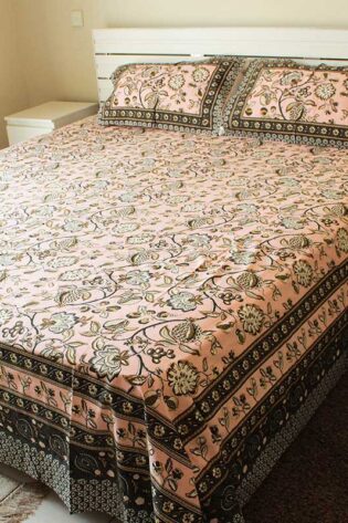 pink-print-floura-cotton-double-size-bedsheet-with-2-pillow-covers-side