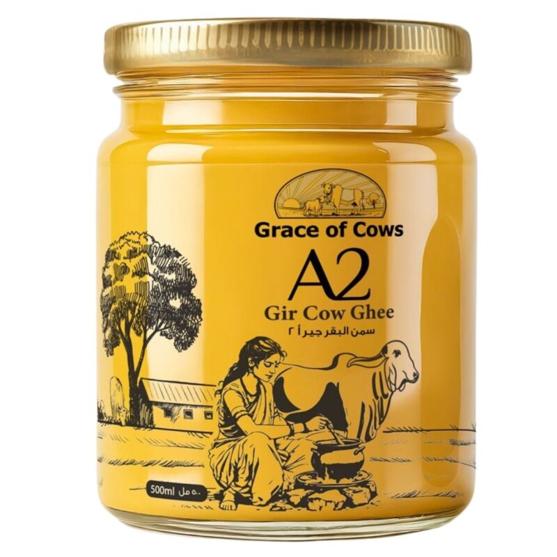 Grace of Cows A2 Gir Cow Ghee 500ml, 100% Pure & Natural, Hand Churned from Creamy Bilona Method