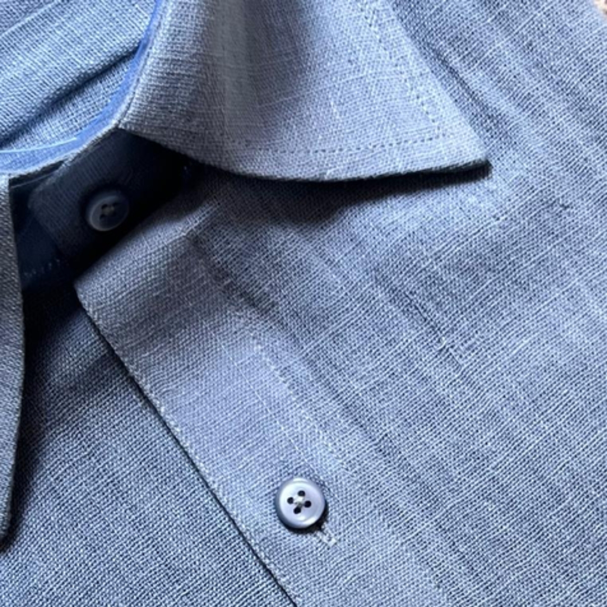 Signature Sky Blue Full Sleeve Khadi Shirt | Pure Cotton Formal Wear - Image 3