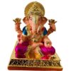 Gold Plated Dagduseth Ganapati - Pink Dhoti and Blue Dupatta 9x6cm | Gold & Silver Plated Ganesh Idol Online