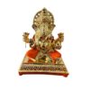 Gold Plated Ganapati Orange Dhoti - Ganesha Idol - 9x6cm | Gold & Silver Plated Ganesh Idol Online