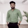 Pure 100% Cotton Green Formal Shirts - Full Sleeves Khadi Shirt for Men