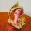 Gold Plated & Pink Ganesha - Ganapati 8x4cm Idol | Gold & Silver Plated Ganesh Idol Online