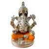 Silver Plated Siddhivinayak - Orange Dhoti Ganapati 17x10cm Idol | Gold & Silver Plated Ganesh Idol Online