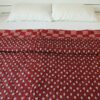 Red Cotton Quilts White Floral Print - Cotton Double Bed Quilt