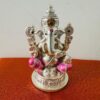 Silver Plated Ganapati - Pink Dhoti Ganapati 15x8cm Idol | Gold & Silver Plated Ganesh Idol Online