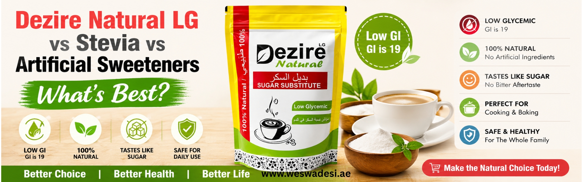 Dezire Natural Low GI vs Stevia vs Artificial Sweeteners — What’s Best?