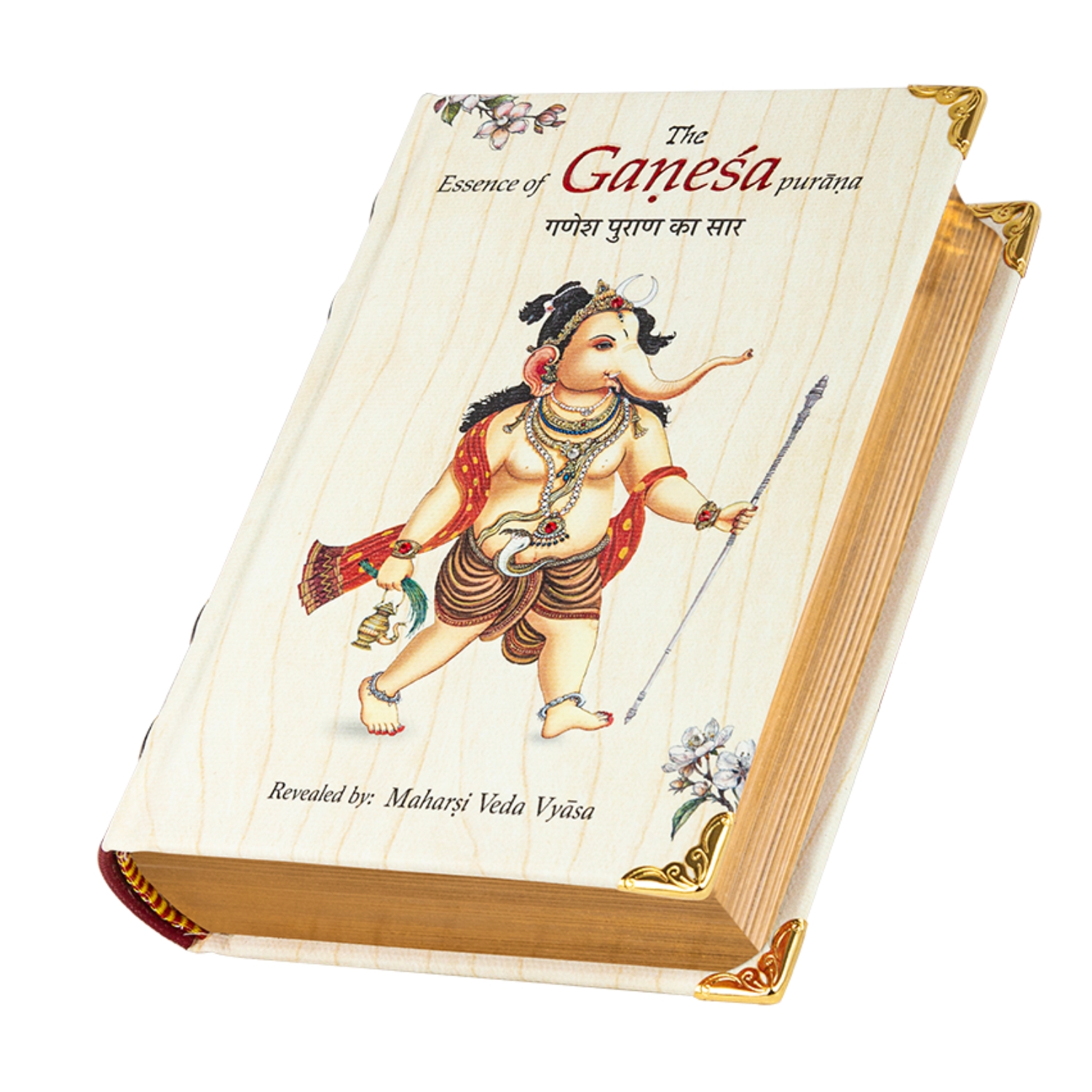 Vedic Cosmos Ganesha Purana Saar Book – Wooden Boxed Edition (A6 Size) | English & Hindi - Image 3