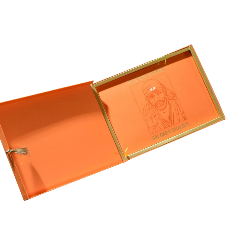 Sai Chalisa A4 Edition in Premium Gift Case, Gold Foiling Hardbound, Sacred Verses of Sai Baba