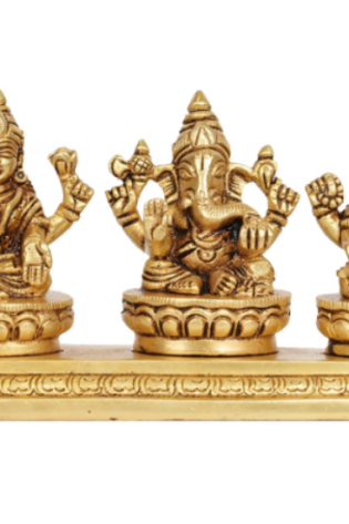 Brass Lakshmi Ganesha Saraswati Idol Set